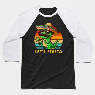 Let's Fiesta Mexican wearing Dino Trex wearing sunglasses Cinco De Mayo Boys Baseball T-Shirt